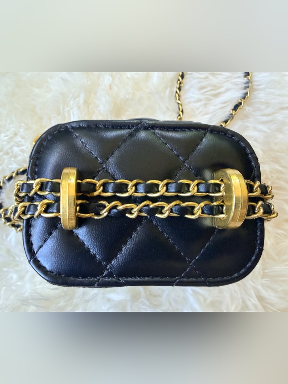 Fashion Chanel Mini Black PU Leather Ball Box Bag. NEW in Chanel (Damaged) Box - Picture 9 of 15